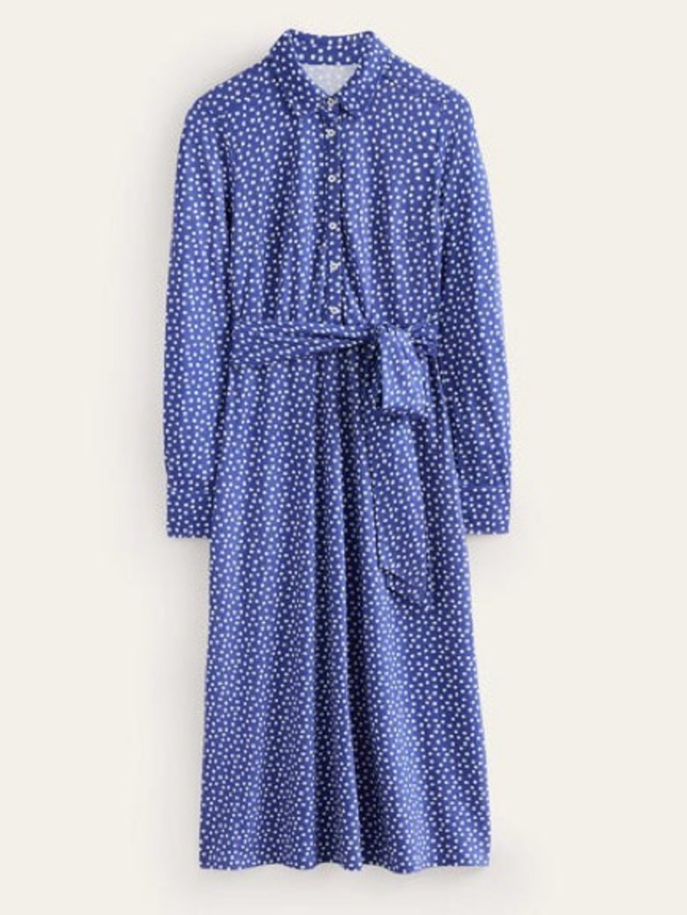 Boden Laura Polka Dot Long Sleeve Jersey Midi Dress size 6R